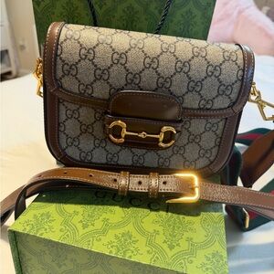 Gucci Signature Brown and Tan Crossbody Bag